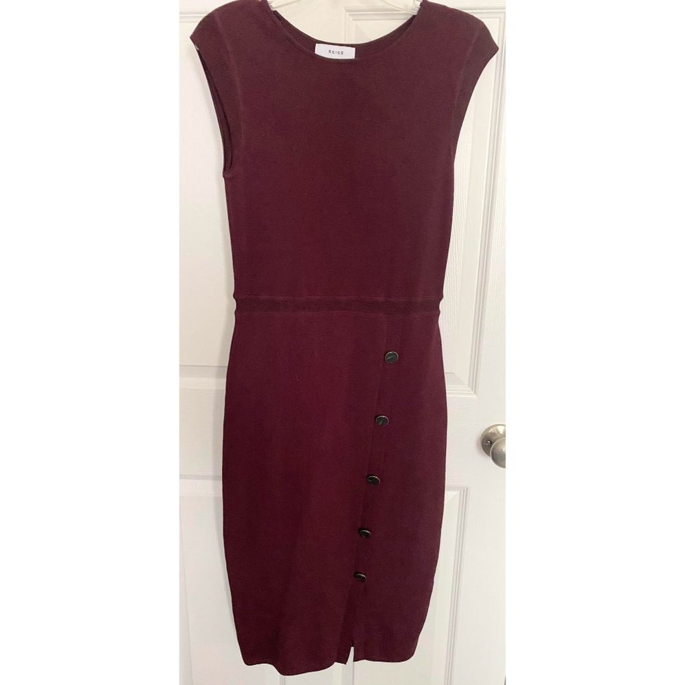 Reiss Sasha Knitted Bodycon Dress-Berry/Size M
